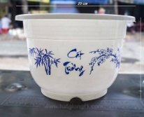 Chậu nhựa kiểng in bông 25x16