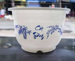 Chậu nhựa kiểng in bông 25x16