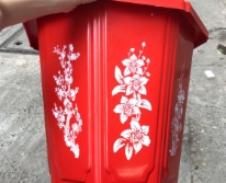 Chậu nhựa Bát giác in hoa 39x23x39H