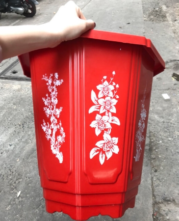 Chậu nhựa Bát giác in hoa 39x23x39H
