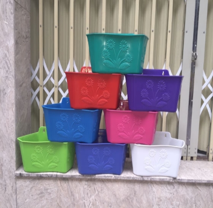 Chậu nhựa ốp tường khắc hoa 36x17x16H