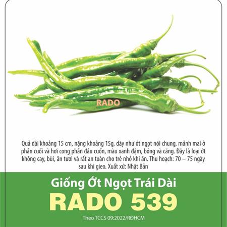Hạt giống Ớt ngọt trái dài Rado 539 - Gói 0.5gr (~50 hạt)